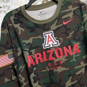 Arizona Wildcats Green Camo Nike Long Sleeve Crewneck Shirt Mens L Dri-fit Bryce